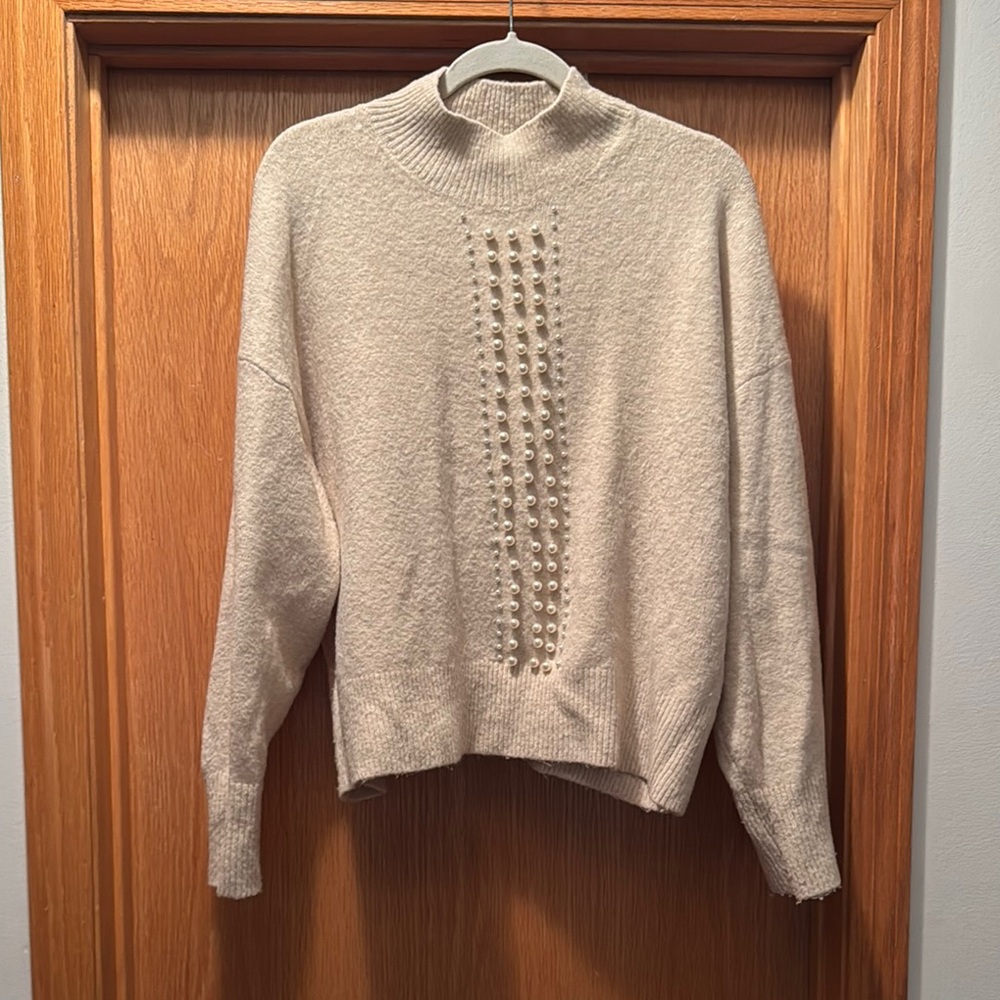 H&M Cream Sweater with pearls size L
